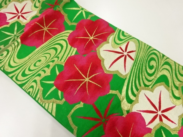 アンティーク　観世水に桔梗模様織出し袋帯（材料）